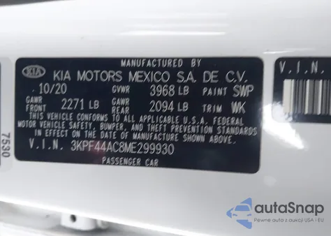 2021 Kia Forte Gt from USA, damaged, VIN 3KPF44AC8ME299930